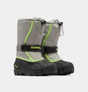 Sorel Flurry 1855251-062 Kids  Gray Black Insulated Snow Boots ZPO2856 Headout Low Height Waterproof All Terrain Hiking