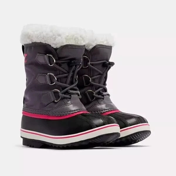 Sorel Yoot Pac NC1962-561 Kids 8 Black Sherpa Lined Waterproof Snow Boots Rock65 Canvas Shoes Waterproof Spray