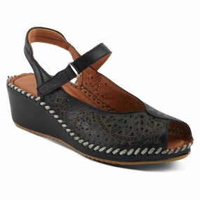Spring Step Santonio Black Leather Sandal (Women's) Most Comfortable Cushioned Sandals