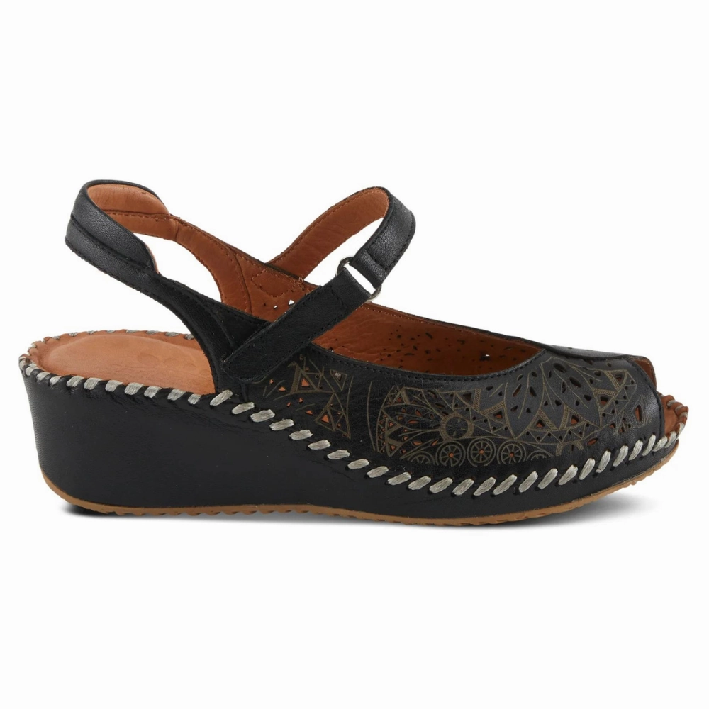 Spring Step Santonio Black Leather Sandal (Women's) Best Support Sandals