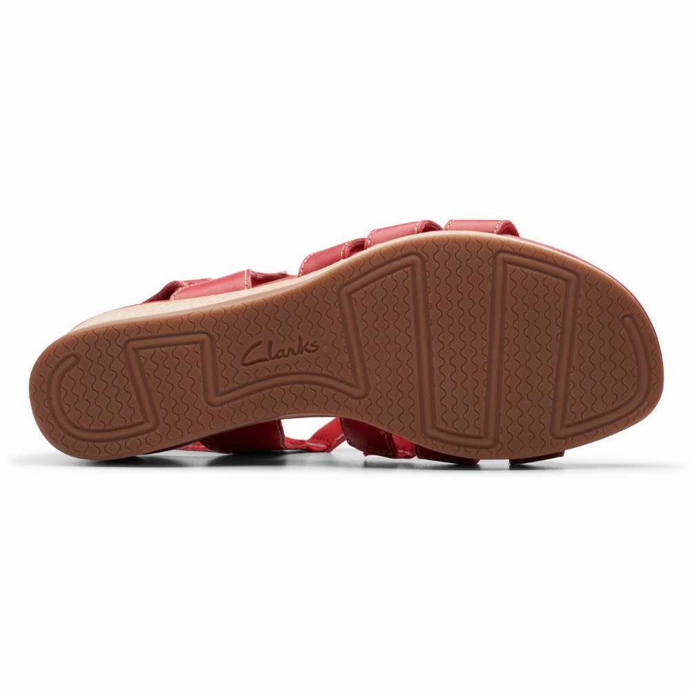 Clarks Chelseah Peak Red Leather Sandal (Women's) Under Armour Sandals