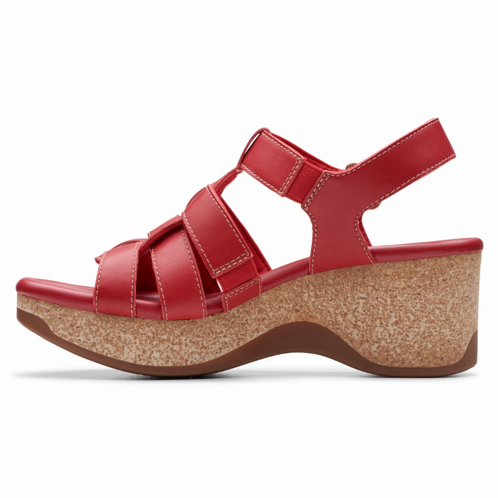 Soft Sole Sandals Clarks Chelseah Peak Red Leather Sandal (Women's)