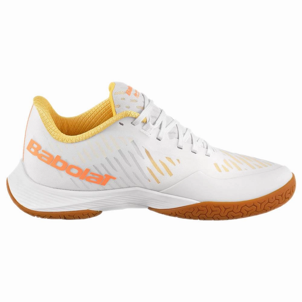 Top Badminton Shoes In India Babolat Women's Shadow Tour 5 - White/Salmon