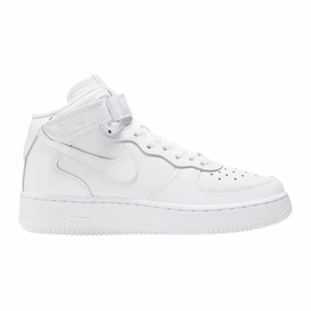 Nike Kid's Air Force 1 Mid LE Shoes - All White Basketball Shoes Promotion