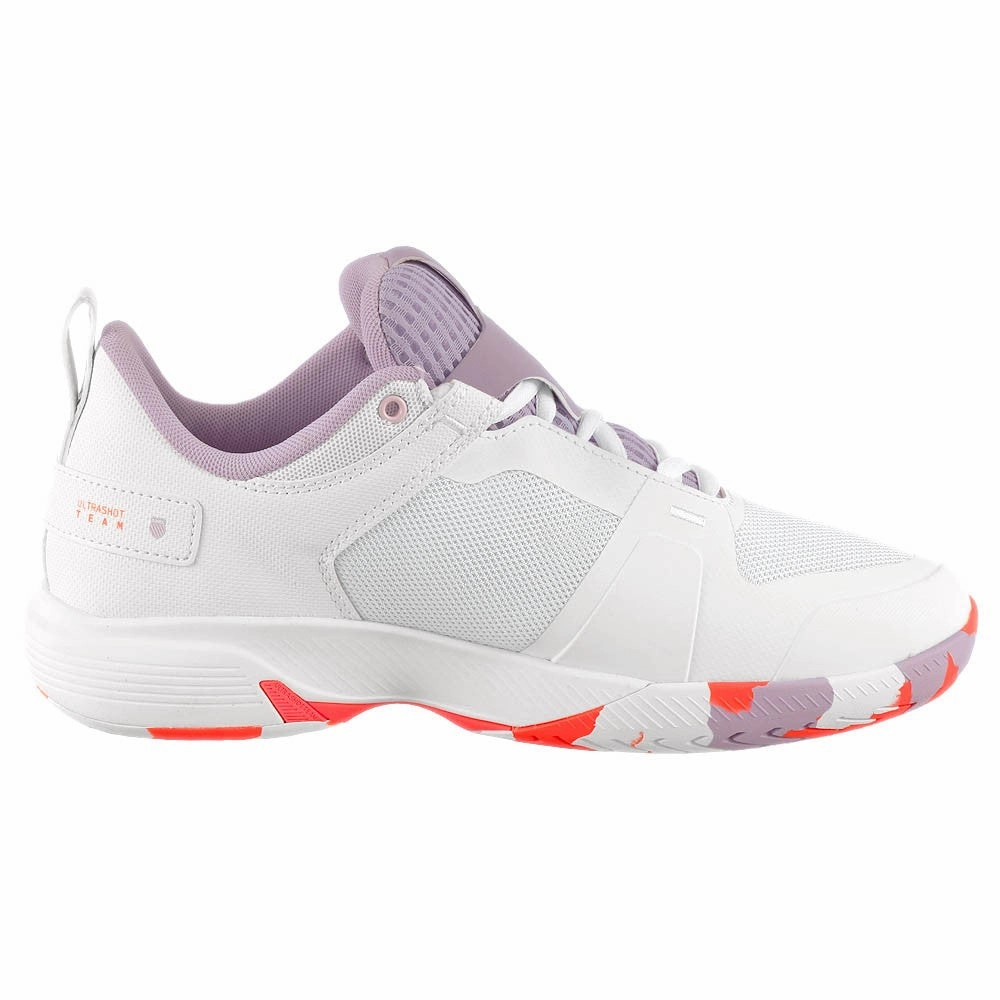 K-Swiss Women's Ultrashot Team - White/Orchid Petal Cleaning Suede Tennis Shoes