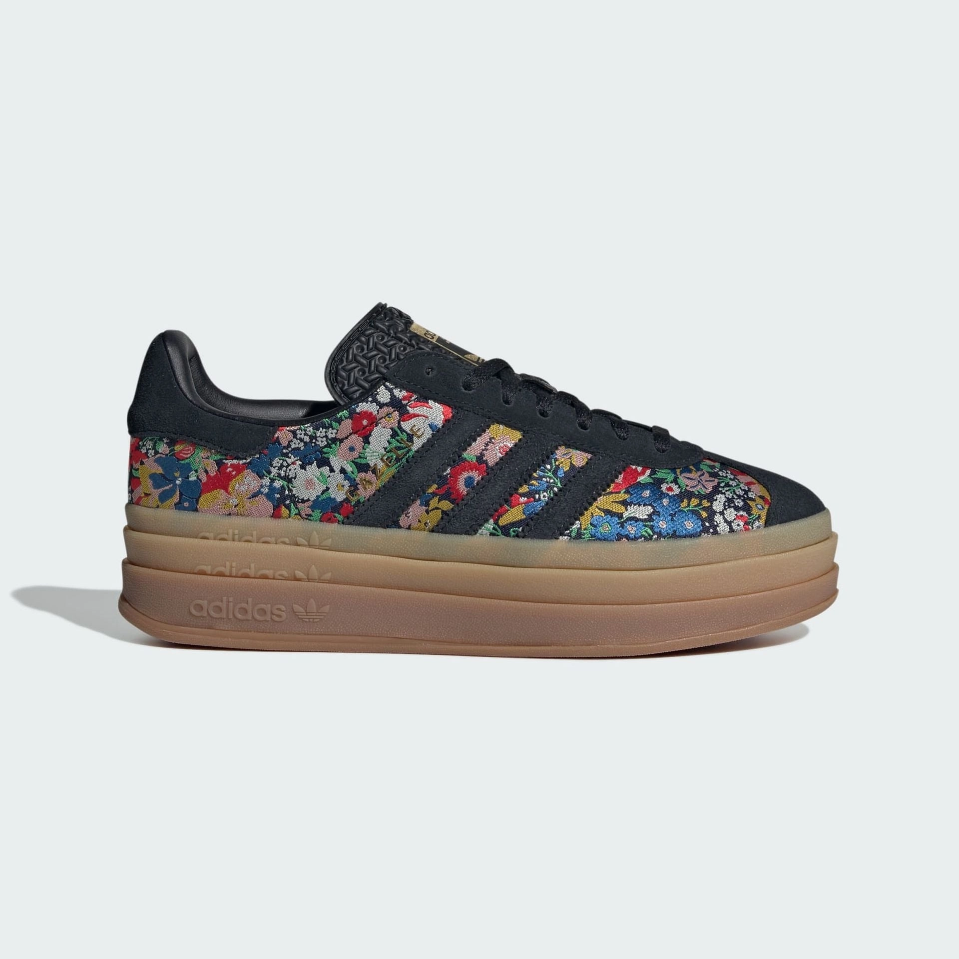Adidas New Release Shoes GAZELLE BOLD X LIBERTY LONDON SHOES - Core Black / Graphic / Gold Metallic