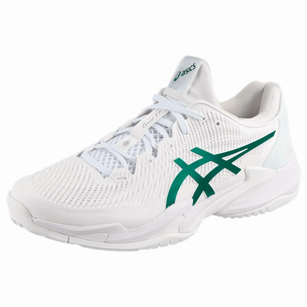 Yeezys Tennis Shoes Asics Men's Court FF 3 Novak - White/Pitch Green
