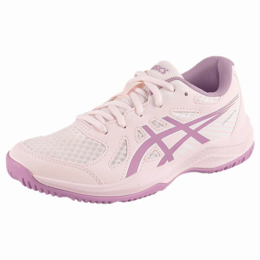 Asics Junior Upcourt 6 GS - Pale Pink/Light Ube Badminton Shoes For Hard Court
