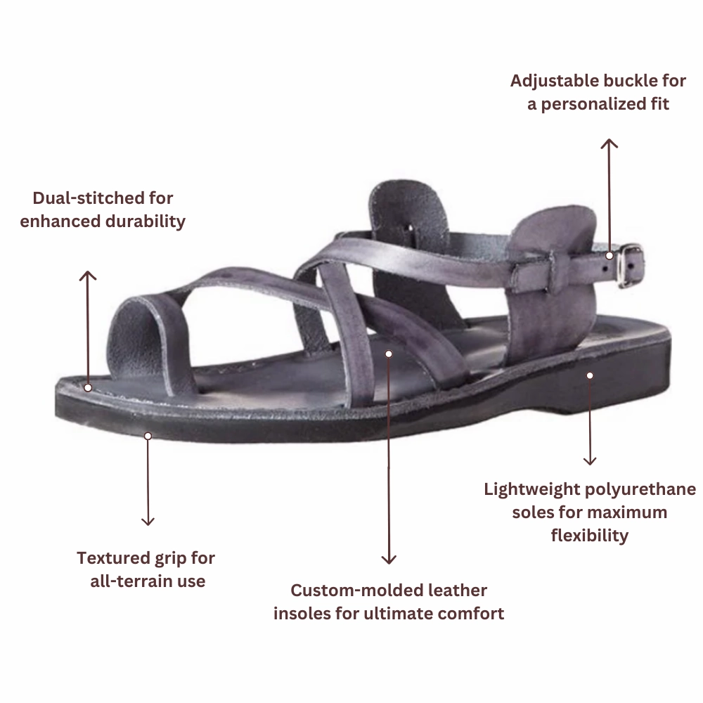 Moses Sandals The Good Shepherd Buckle - Leather Toe Loop Sandal | Grey