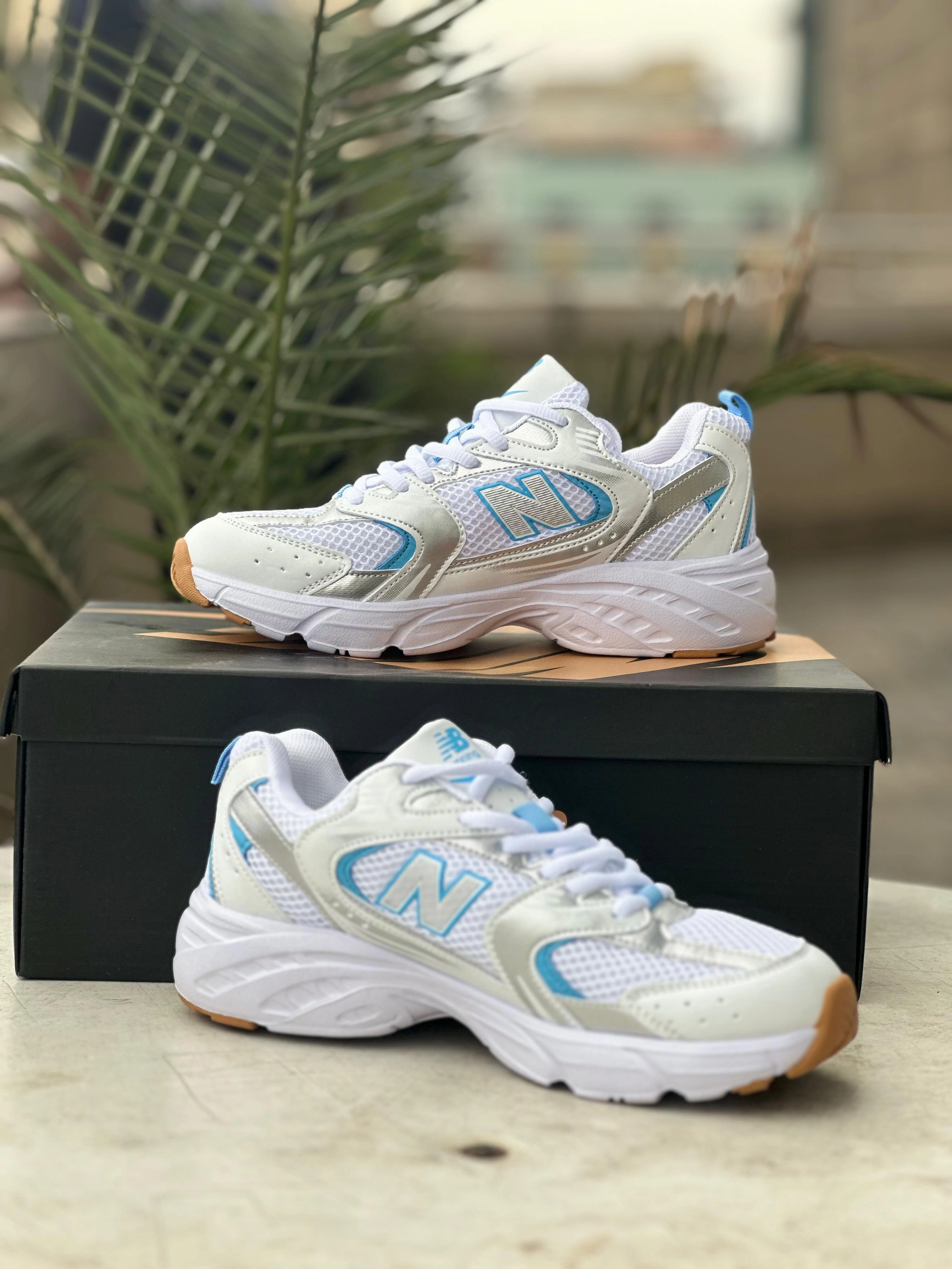 New Balance 530 White/Silver/Light Blue Running Sneakers Curated Sneakers