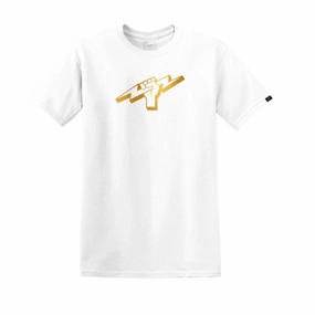 Titan Logo Tee - White/Metallic Gold All Basketball Shoes 80s