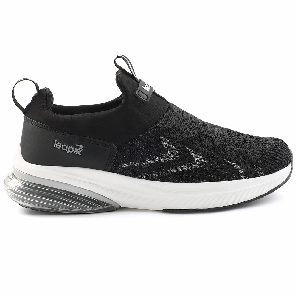 Leap7x Black Sports Non Lacing Walking Shoes For Men BRISK-24 By Liberty Walking Vs Running