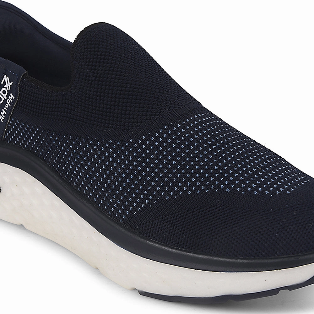 Leap7x Navy Blue Sports Non Lacing Walking Shoes For Men NITRUN-13 By Liberty Best Leather Walking