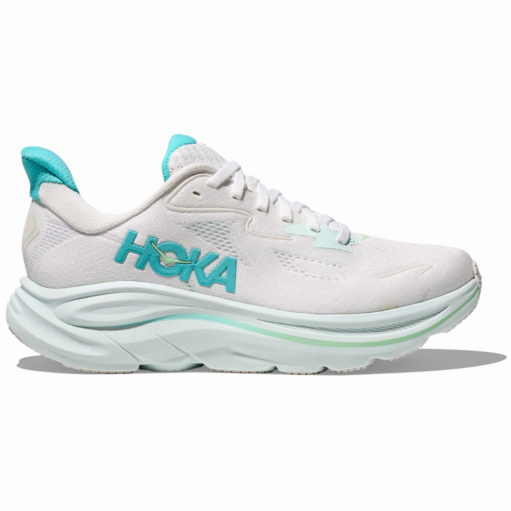 Size 5.5 Hoka Clifton 10 White/Cielo Blue Running Shoe (Women's)