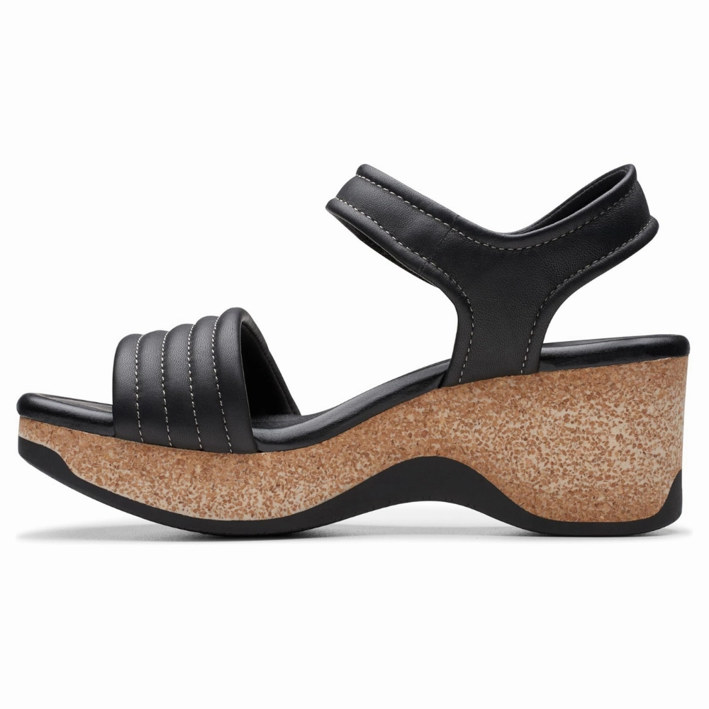 Clarks Chelseah Gem Black Leather Sandal (Women's) Sandals Lace Up