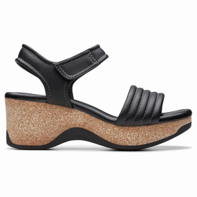 Comfortable Sandals Walking Clarks Chelseah Gem Black Leather Sandal (Women's)