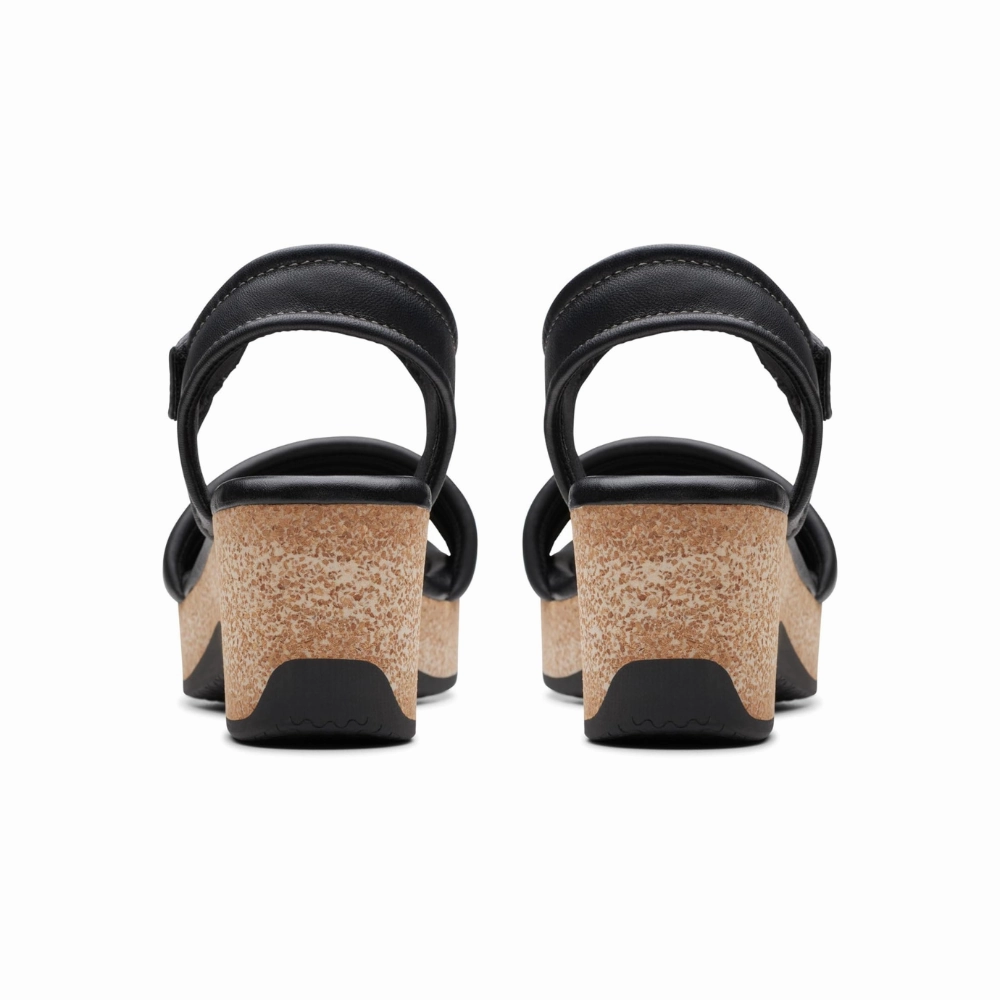 Suede Wedge Sandals Clarks Chelseah Gem Black Leather Sandal (Women's)