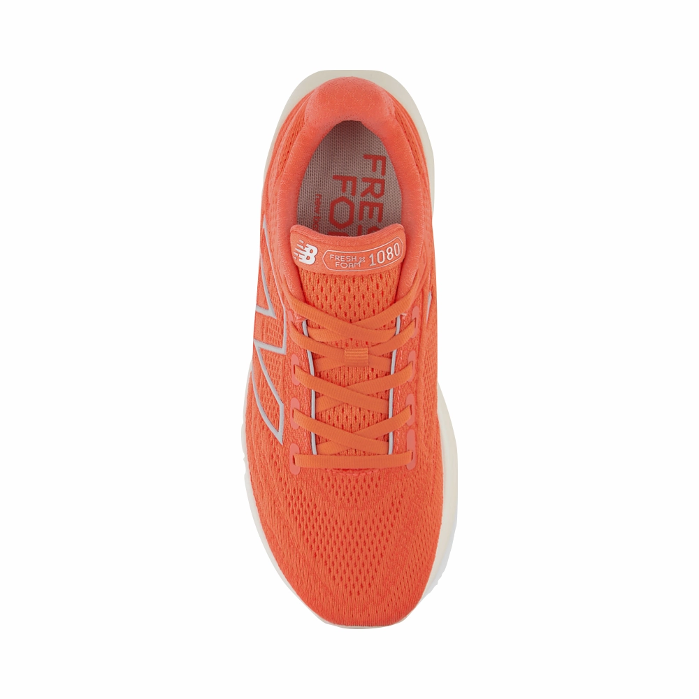 New Balance Women's Fresh Foam X 1080v13 in Gulf Red with Linen and Silver Metallic New Balance Off White Shoes
