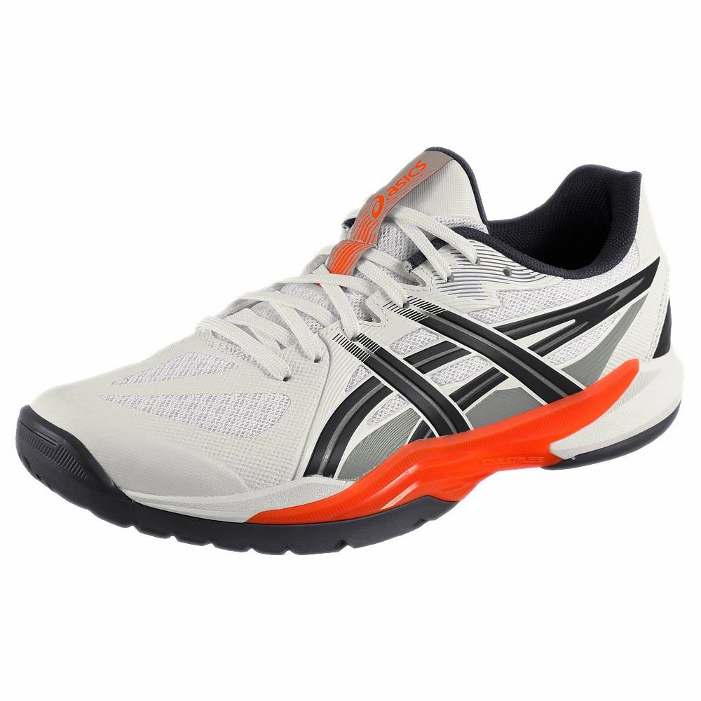 Asics Men's Powerbreak FF - White/Nova Orange Best Non Marking Badminton Shoes