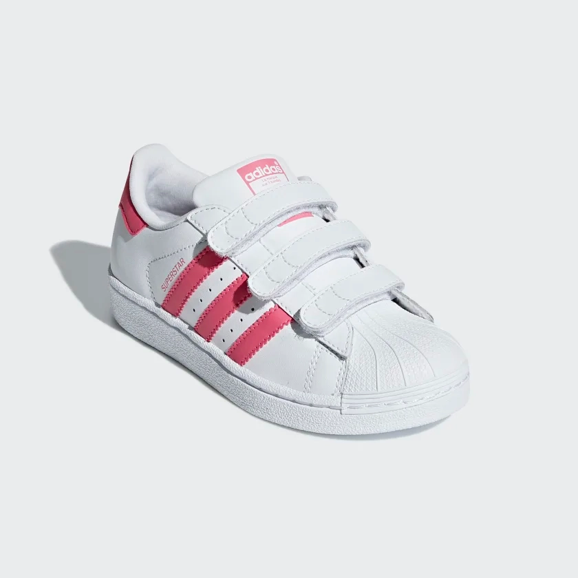 Team Hustle D 11 Basketball Shoes Adidas Kid's Superstar Shoes - Cloud White / Real Pink