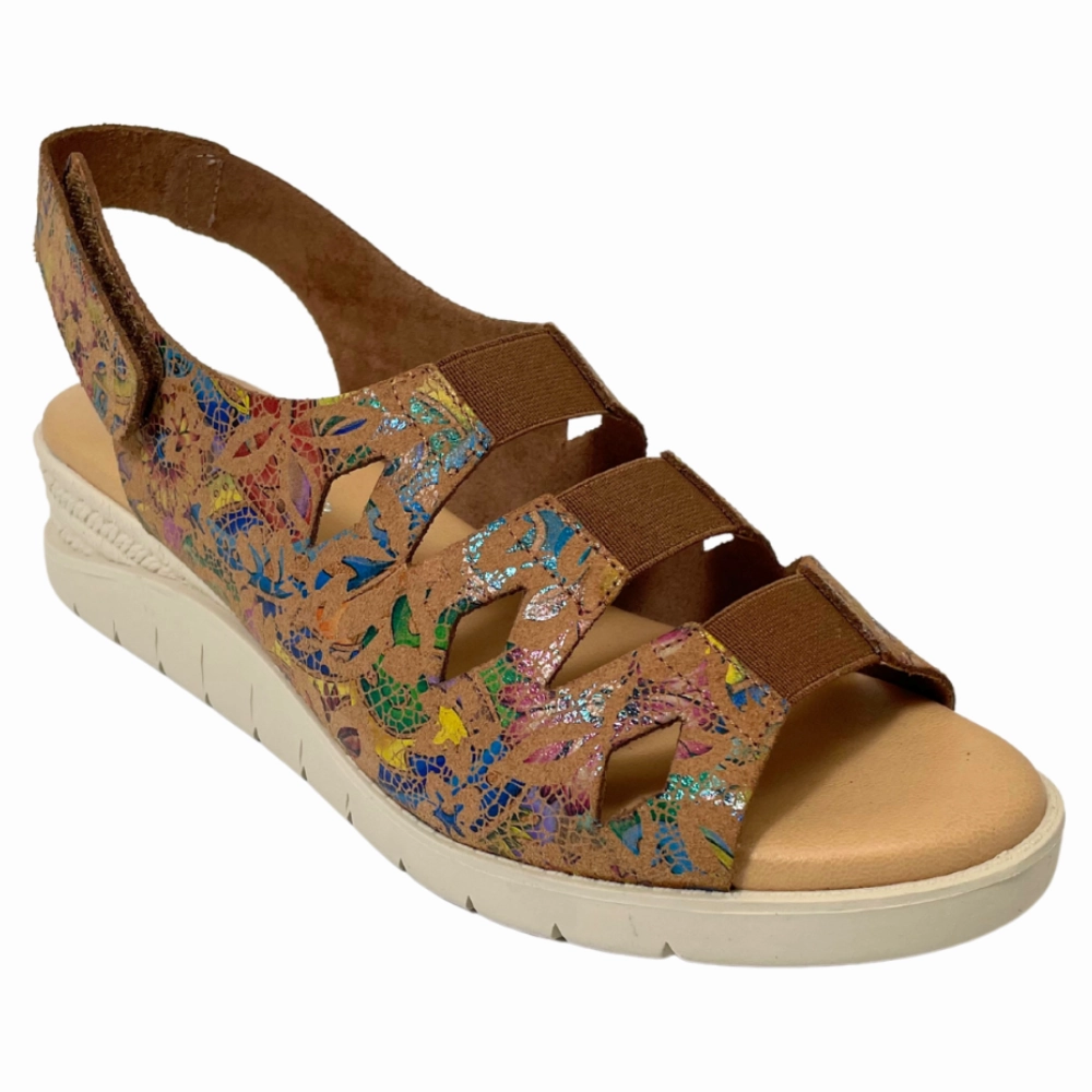 Valeria's Cecily Multi Color Soft Leather Sandal (Women's) Sandals Closed Toe Wedges