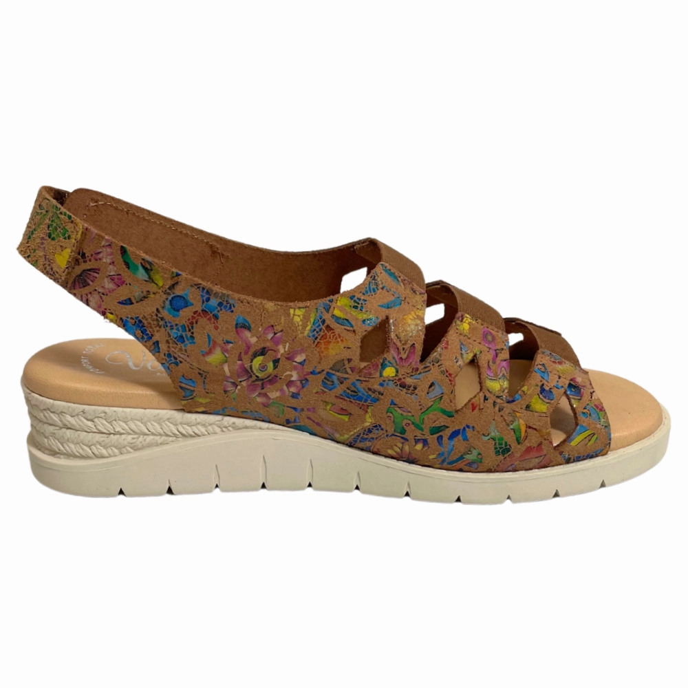 Valeria's Cecily Multi Color Soft Leather Sandal (Women's) Sun San Sandals