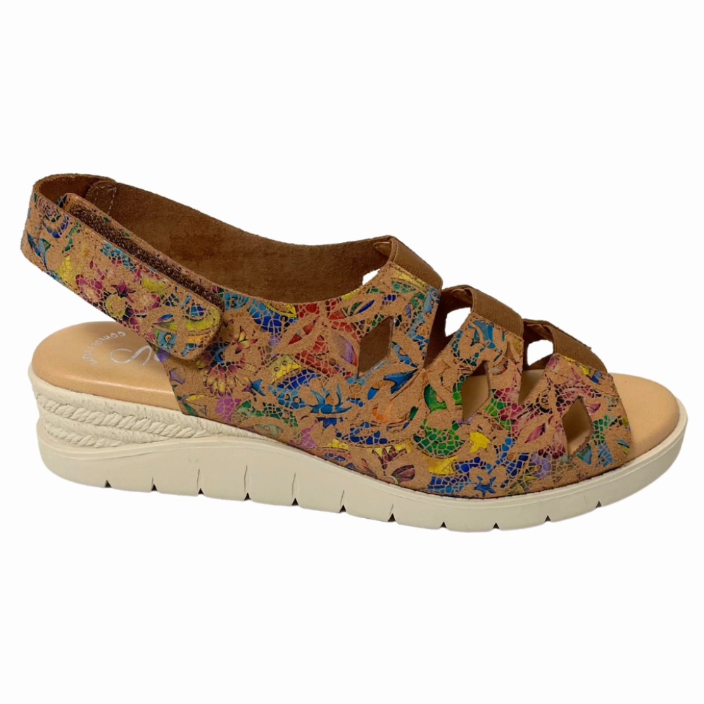 Valeria's Cecily Multi Color Soft Leather Sandal (Women's) Sandals Montego Bay.