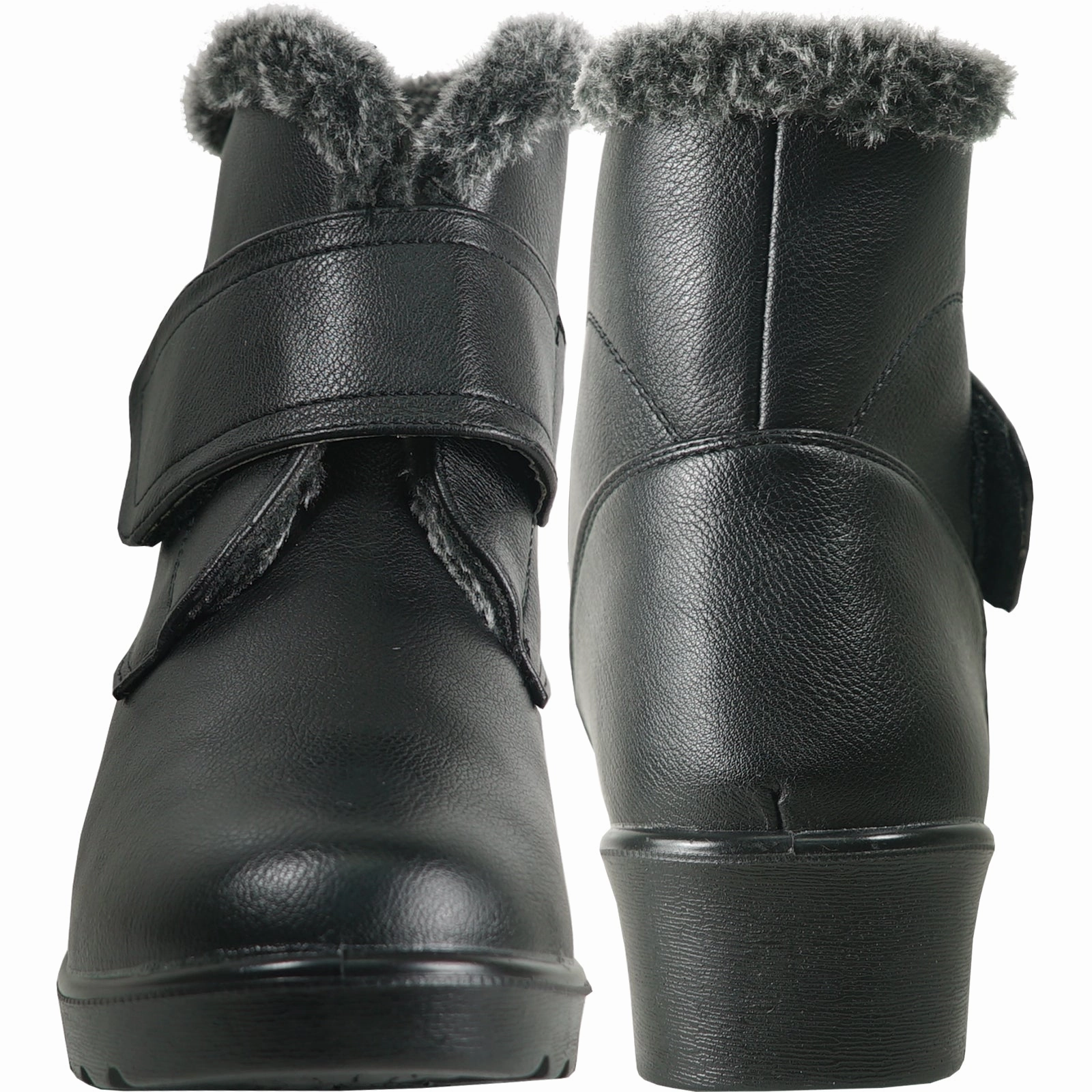 Snow Boots Puffer VANGELO Women Winter Fur Boot JL2576 Ankle Casual Boot Black - with Ice Cleat Outsole