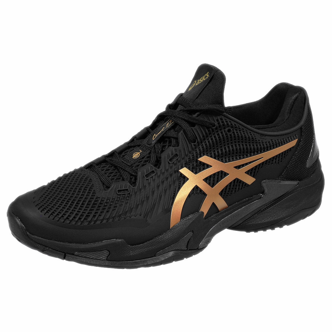 Asics Men's Court FF 3 Novak Night Energy - Black/Prism Gold Tennis Shoes With Shorts