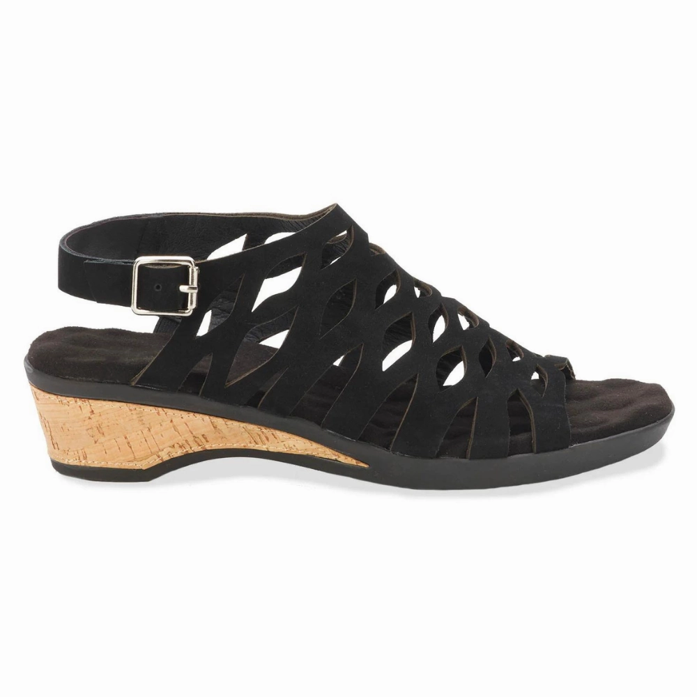 Ros Hommerson Katia Black Nubuck Sandal (Women's) Sandals Cliffs By White Mountain
