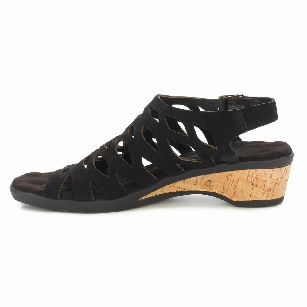 Slide Sandals With Arch Support Ros Hommerson Katia Black Nubuck Sandal (Women's)