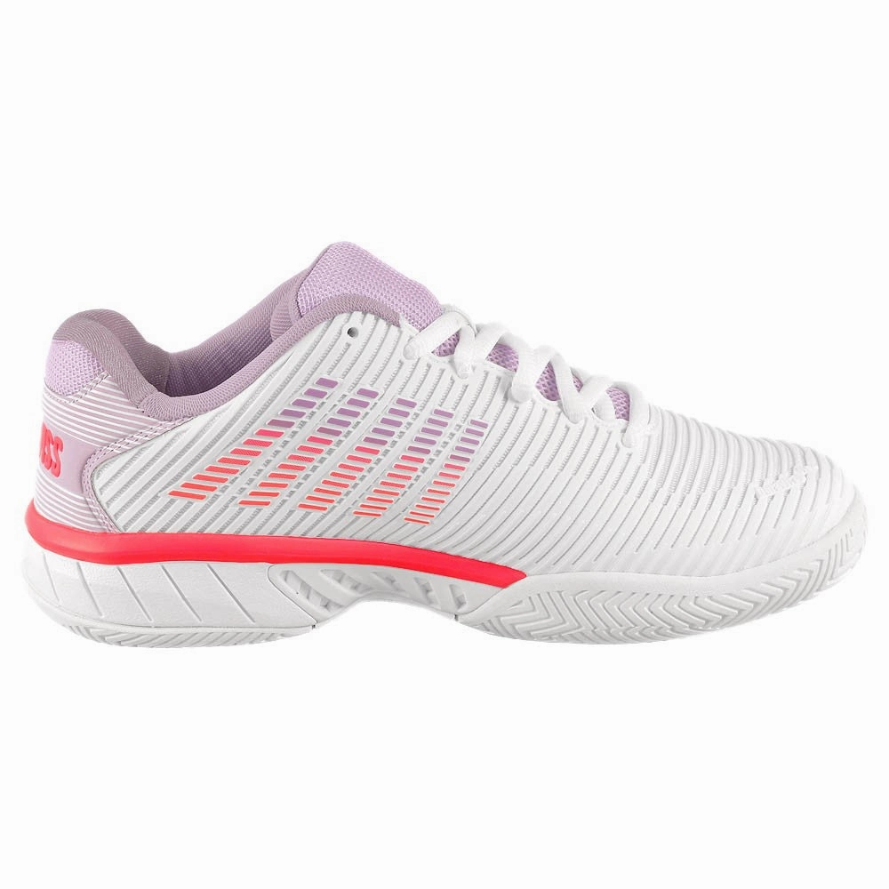 K-Swiss Women's Hypercourt Express 2 - Wide - White/Orchid Petal Hot Pink Tennis Shoes