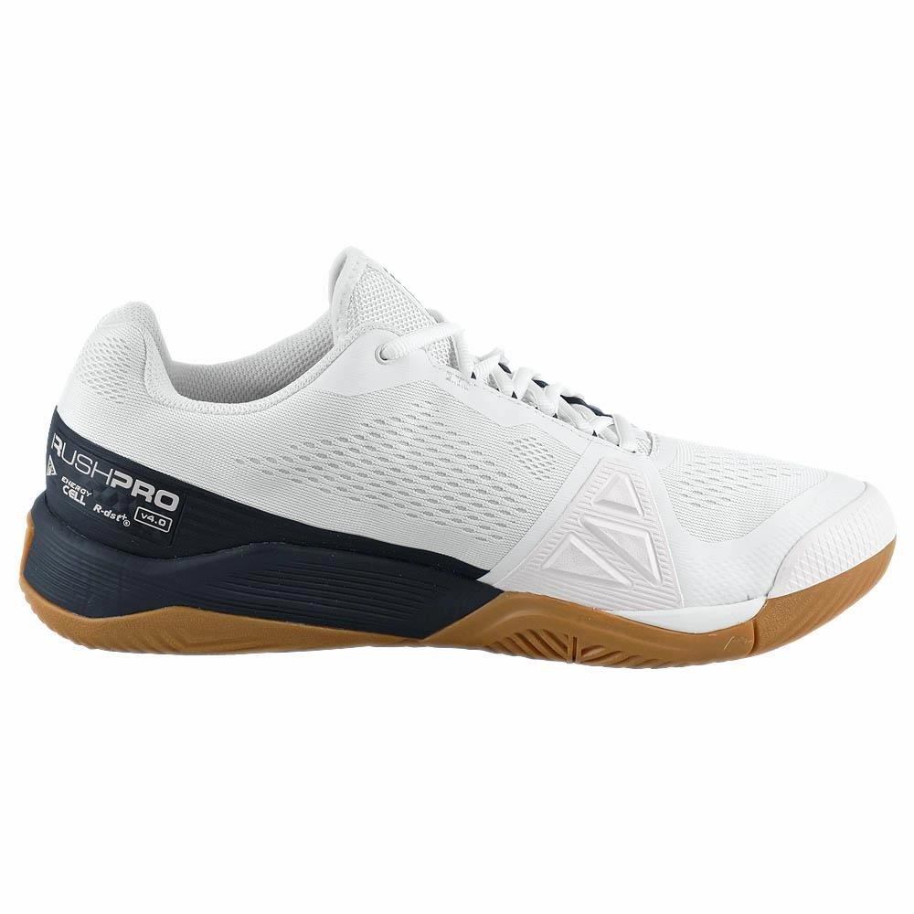 Tennis Shoes Clay Court Wilson Men's Rush Pro 4.0 - White/Navy Blazer