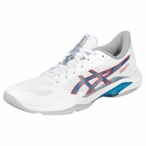Asics Men's Blade FF 2 - White/Mako Blue Best Non Marking Badminton Shoes