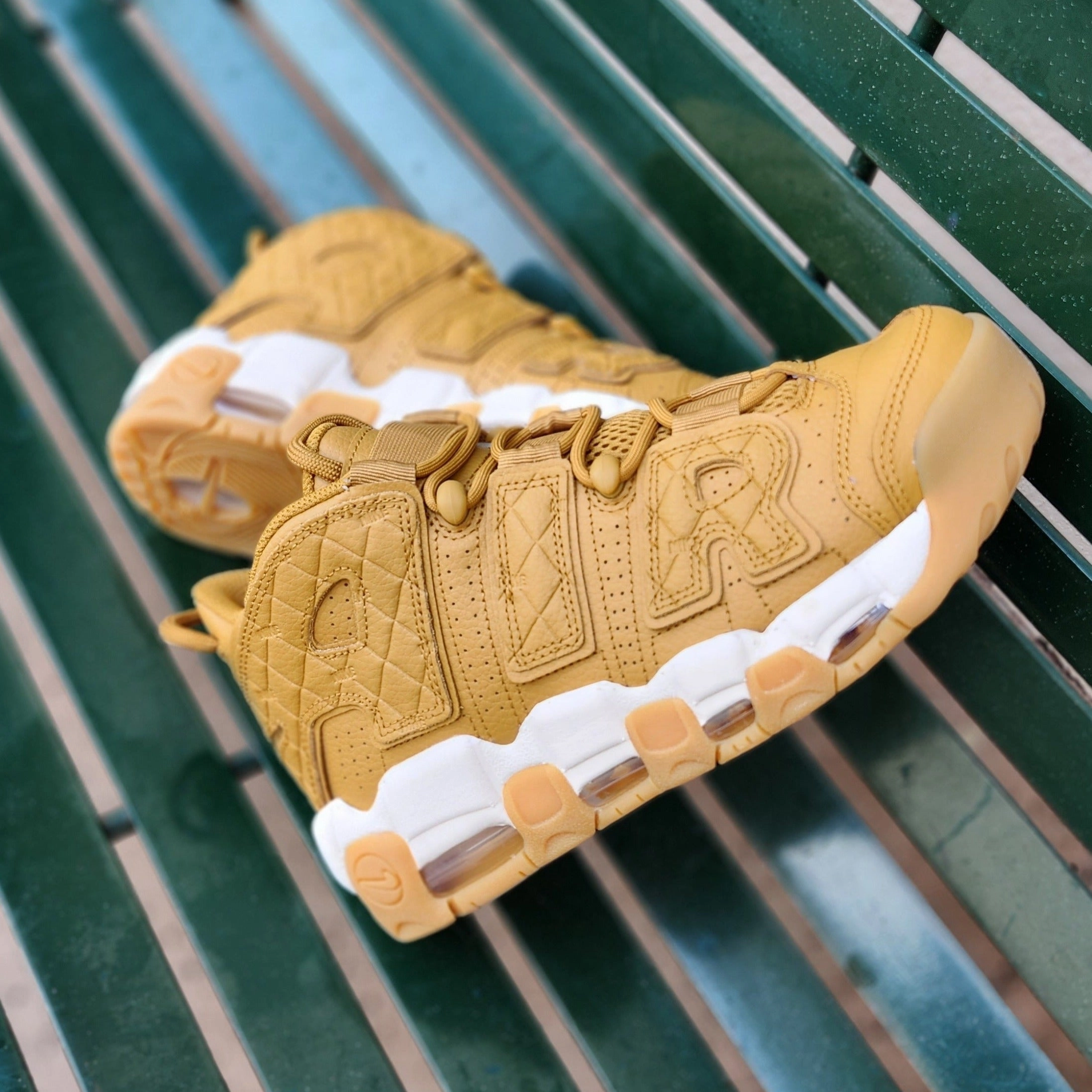 Women Nike Air More Uptempo Quilted Wheat Basketball Shoes Jamal Murray