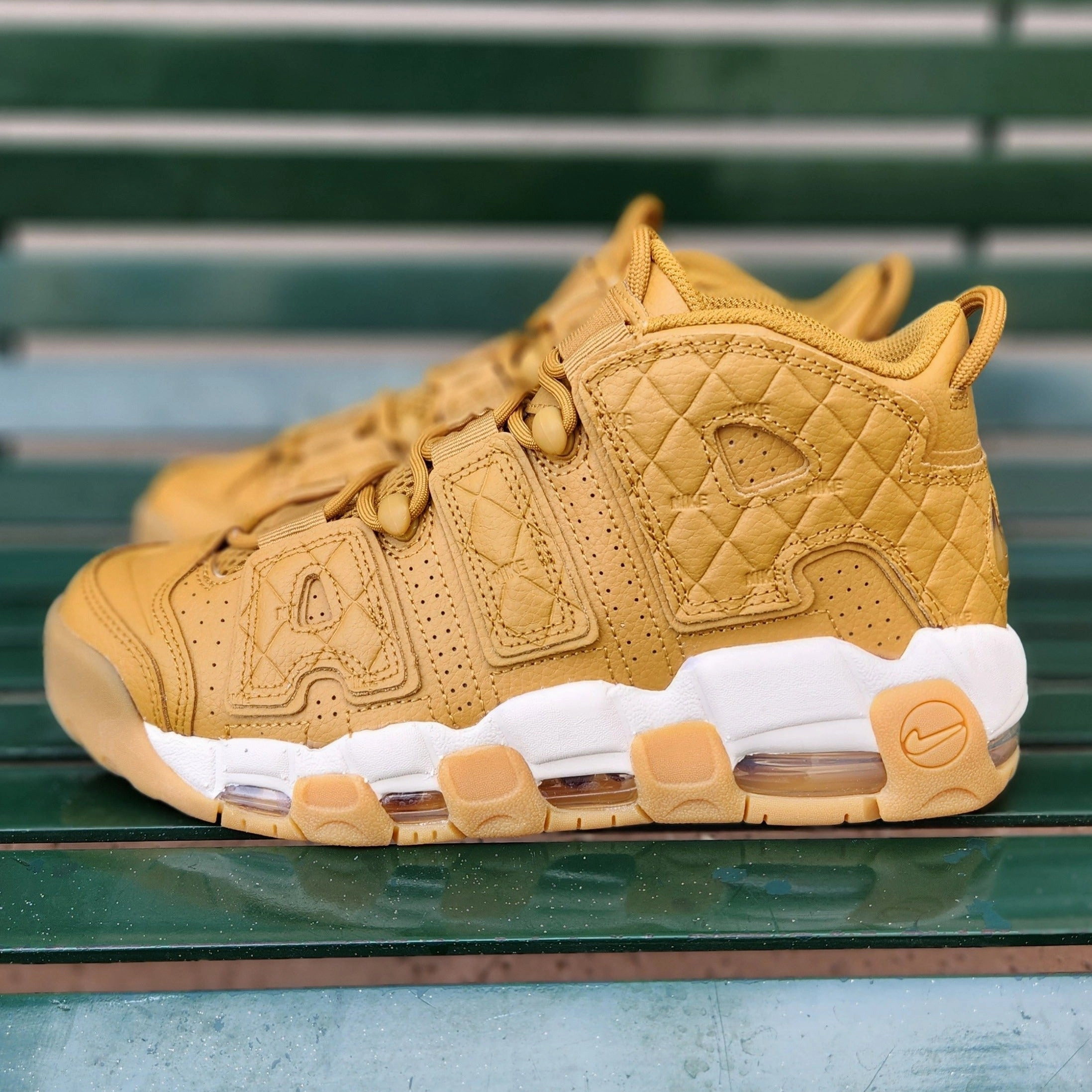 Women Nike Air More Uptempo Quilted Wheat Undefeated Basketball Shoes