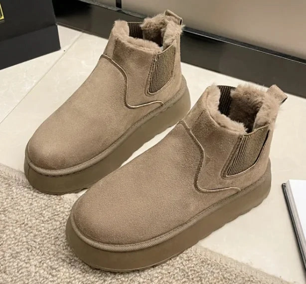 Women's Plush Boots Winter Warm Fleece Thick Flats Snow Boots Fashion Shoes Snow Storm Snow Boots