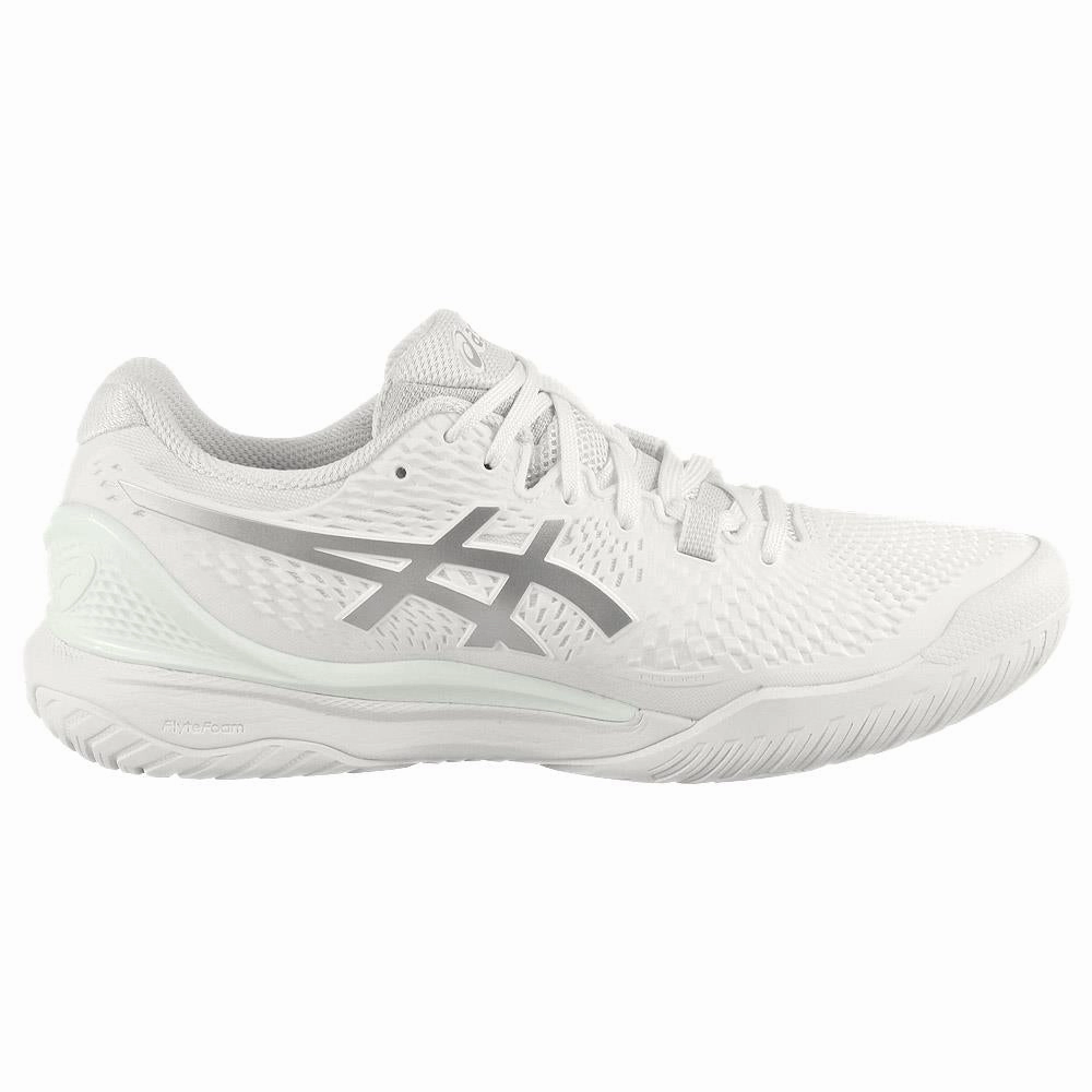 Asics Women's Gel-Resolution 9 - White/Pure Silver Wide Toe Tennis Shoes